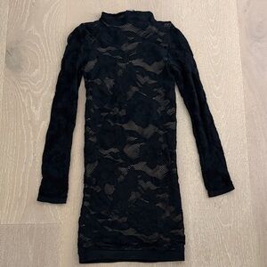Bebe black lace bodycon dress size S